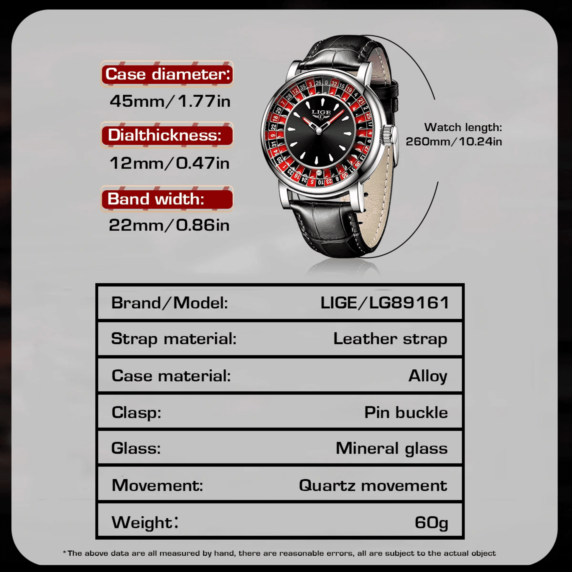 LIGE Reloj Casino Ruleta Hombre - 4