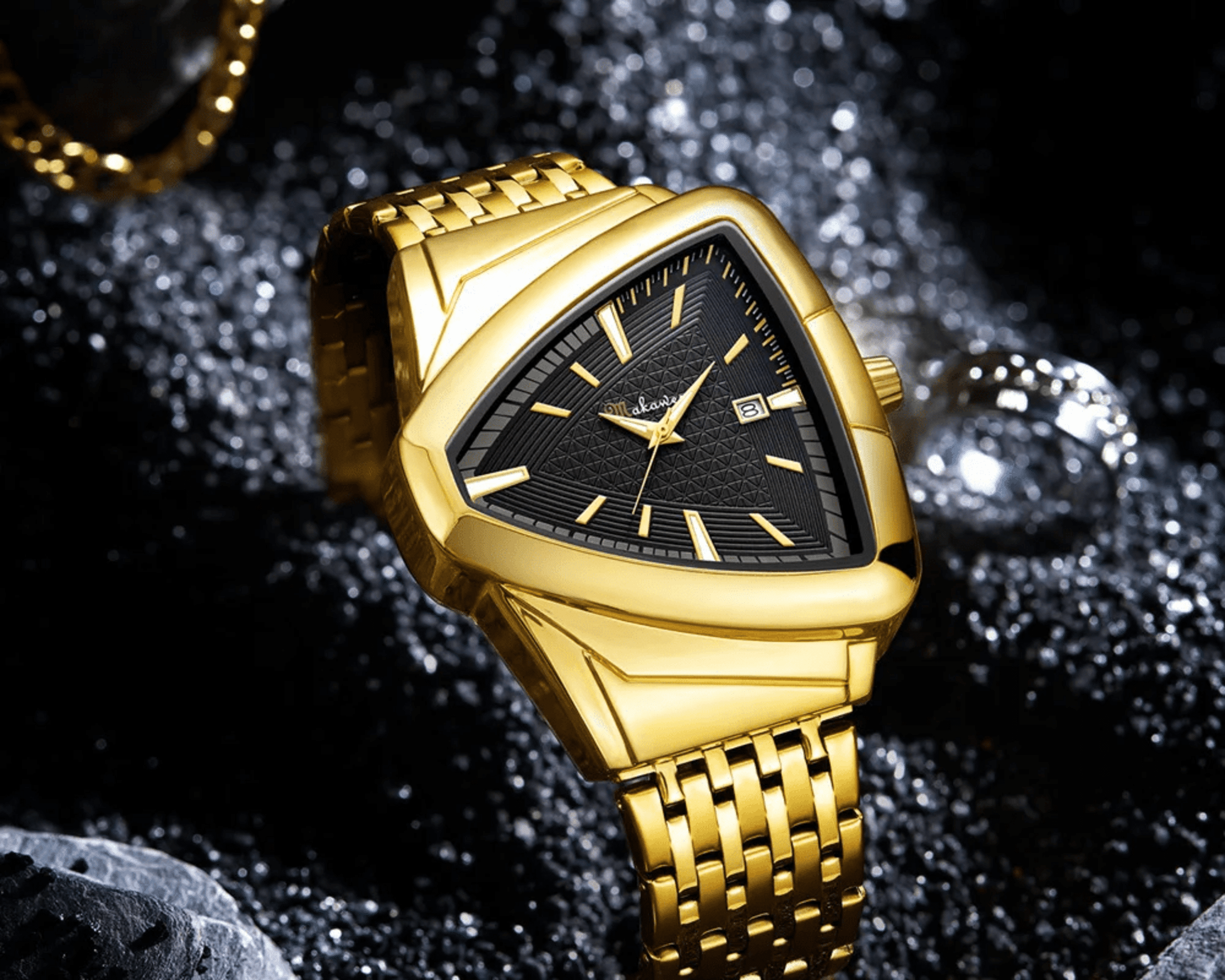 Makawer Reloj Triangular Gold Black - 2