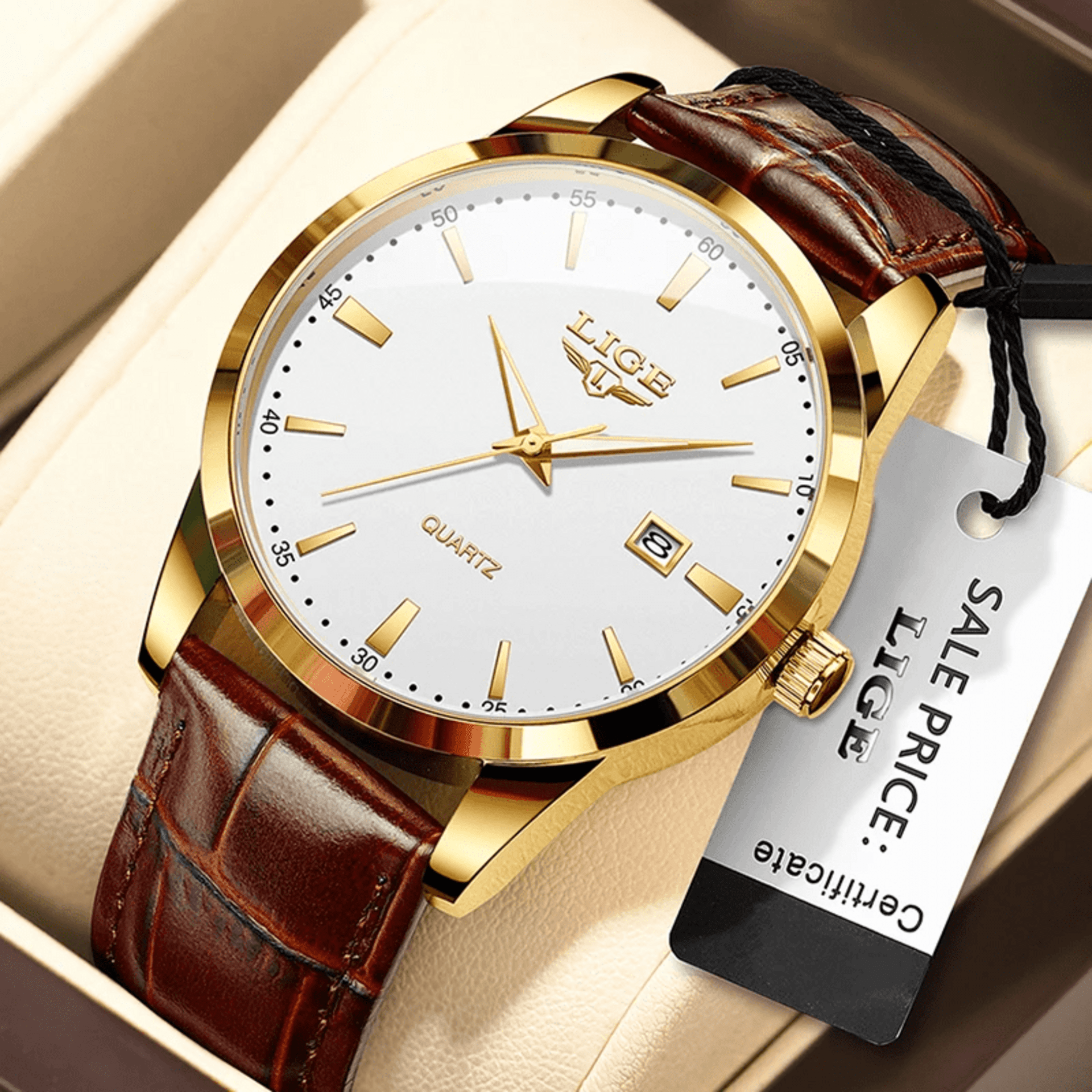 LIGE Reloj Elegante Gold White - 2