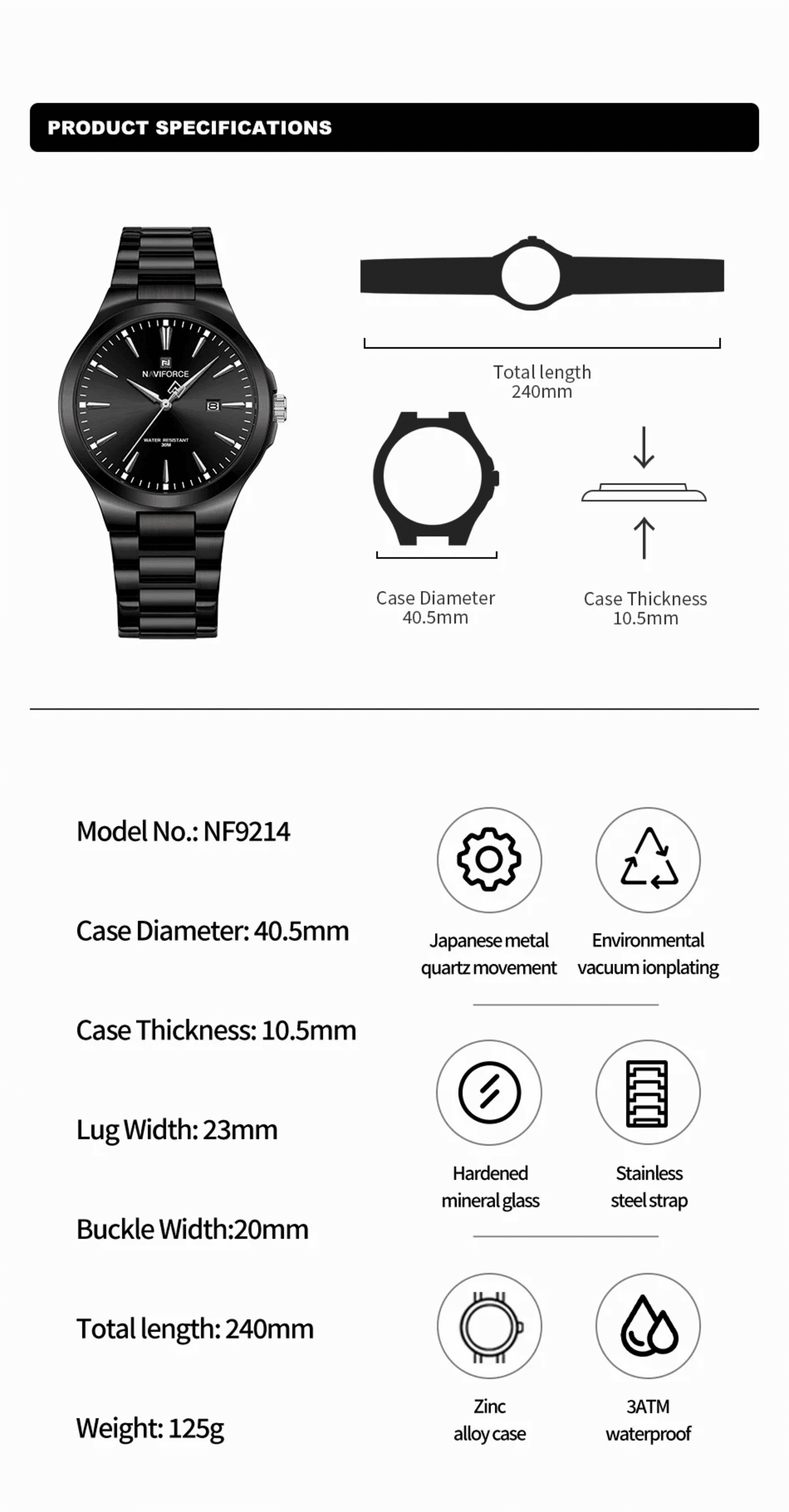 NAVIFORCE Reloj Business NF 9214 Silver Blue - 5