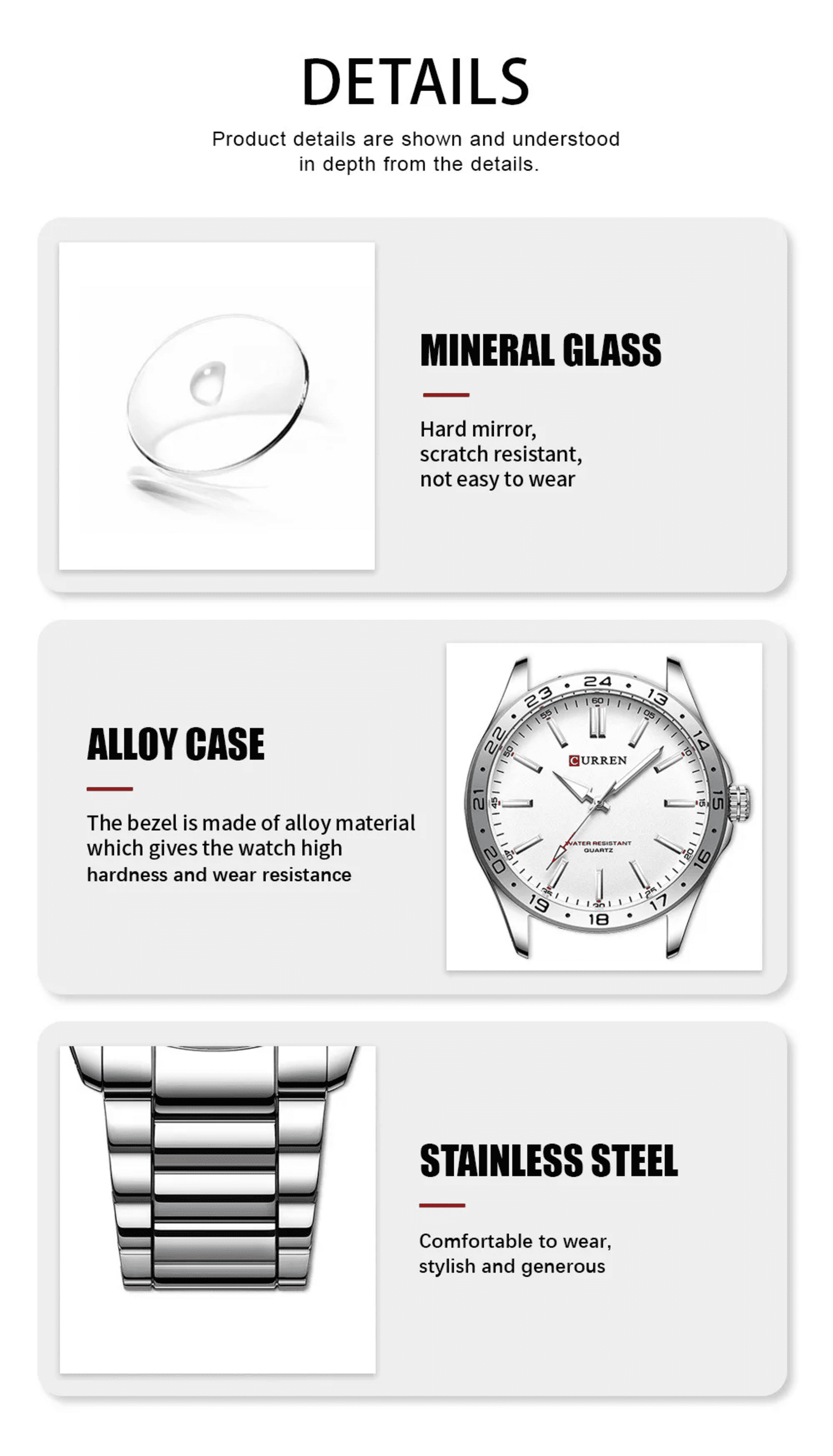 CURREN Reloj Business 8452 Silver Black - 4