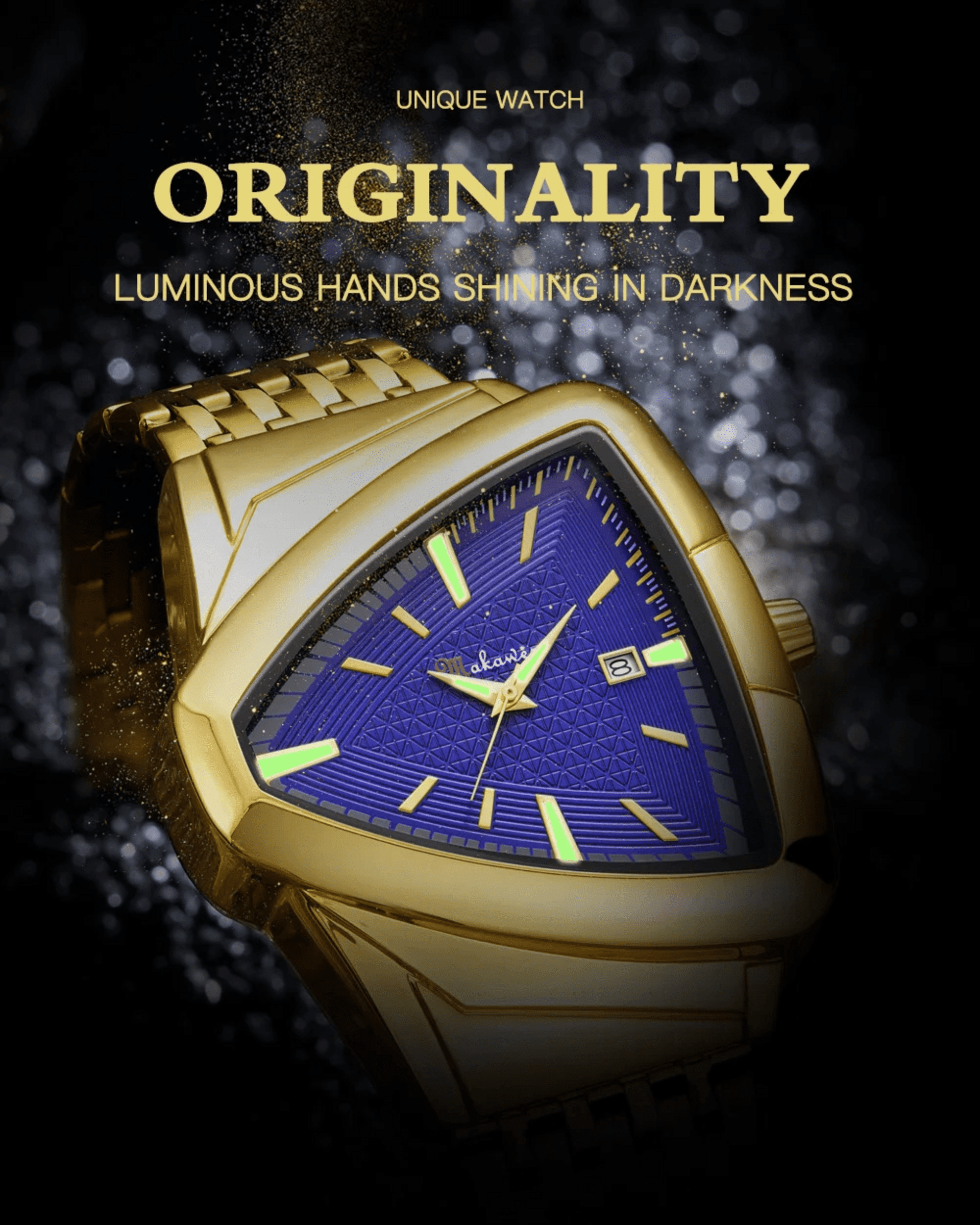 Makawer Reloj Triangular Gold Black - 3