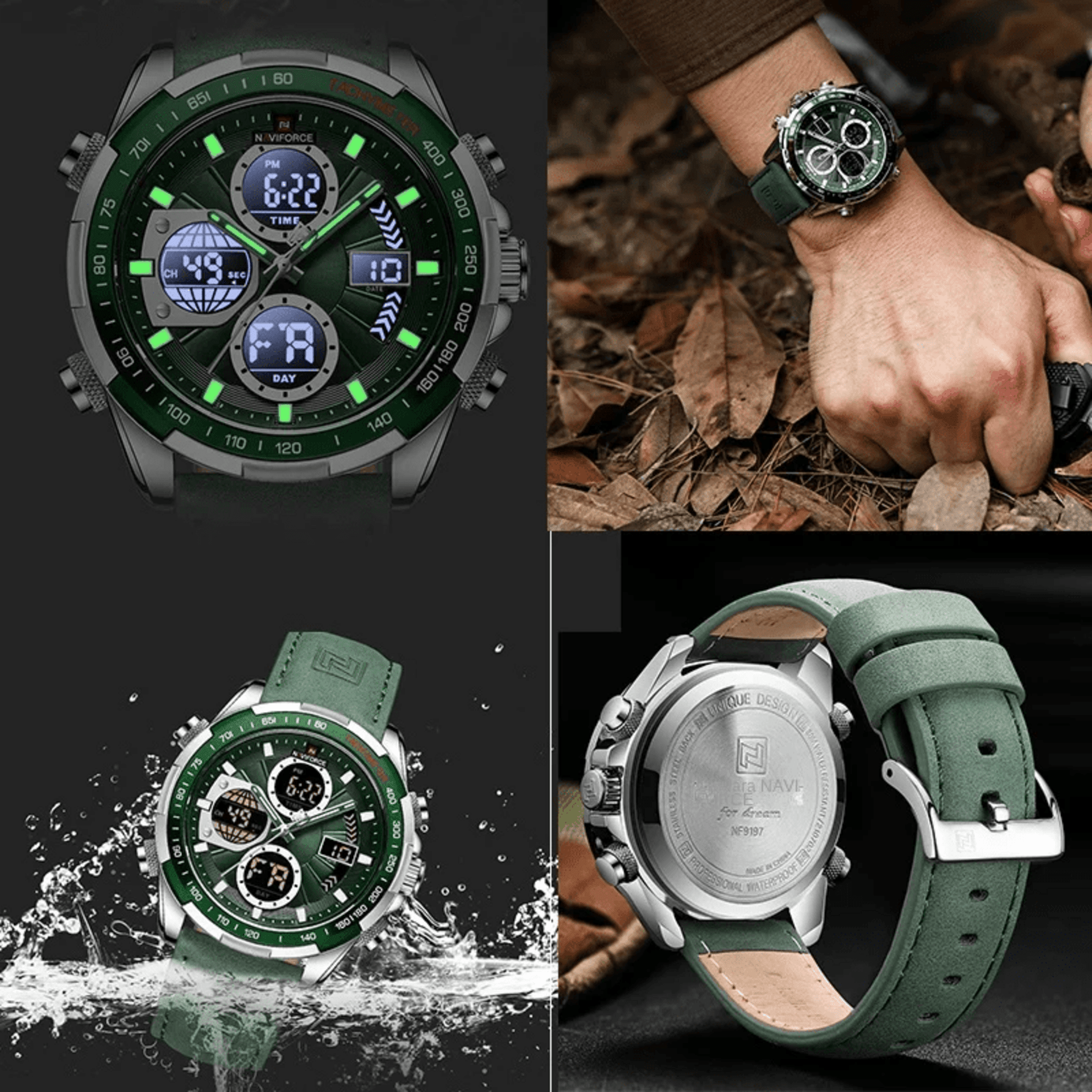 NAVIFORCE Reloj Deportivo NF 9197 Silver Green - 5