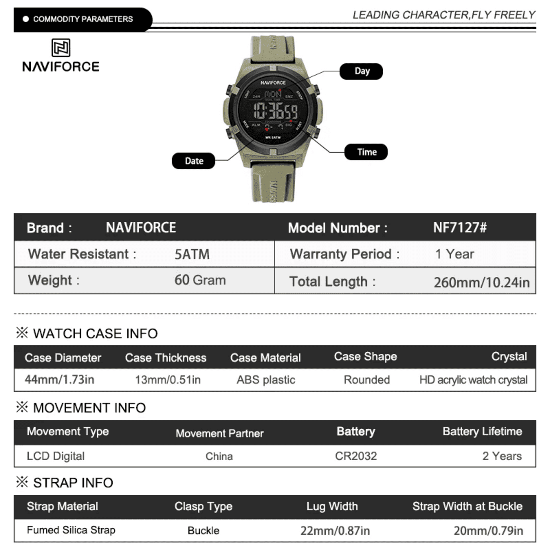 NAVIFORCE Reloj Quartz Digital 7127 Black - 4
