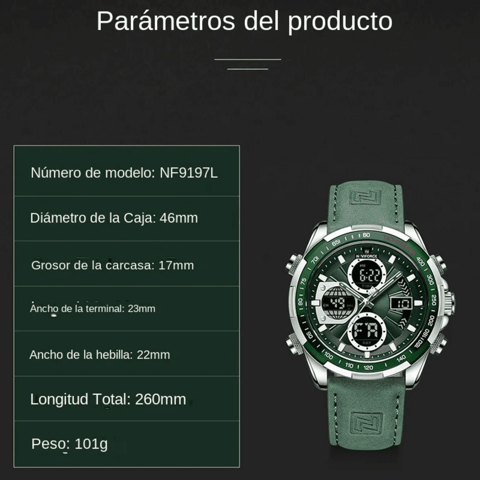 NAVIFORCE Reloj Deportivo NF 9197 Silver Green - 4