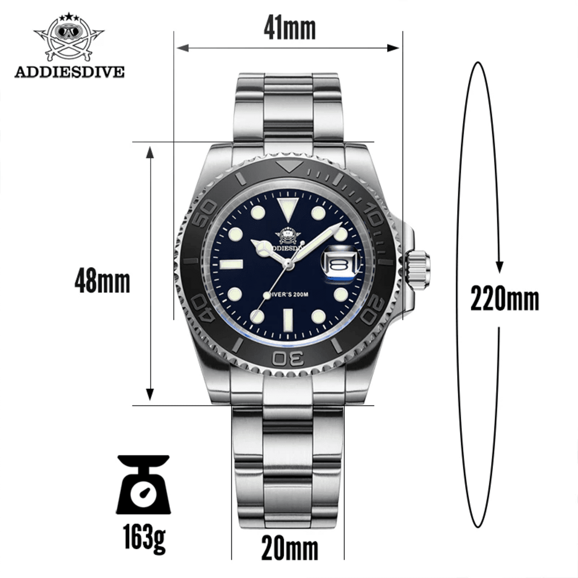 ADDIESDIVE Reloj Deportivo Buceo BGW9 Black - 7
