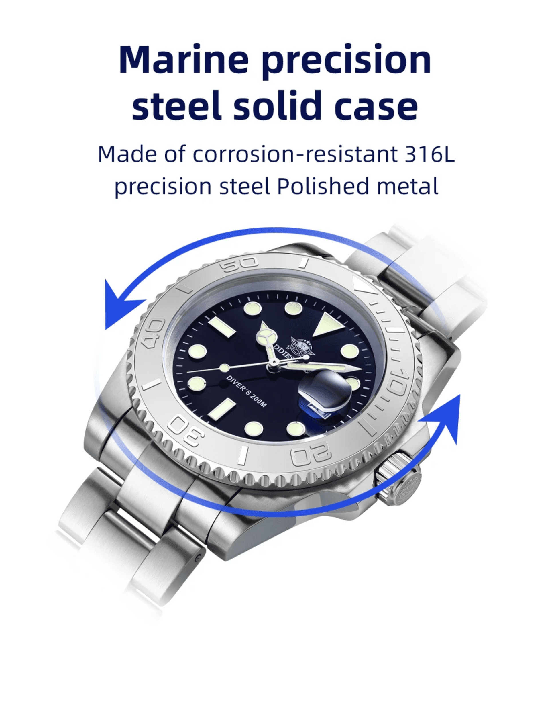 ADDIESDIVE Reloj Deportivo Buceo BGW9 Black - 9