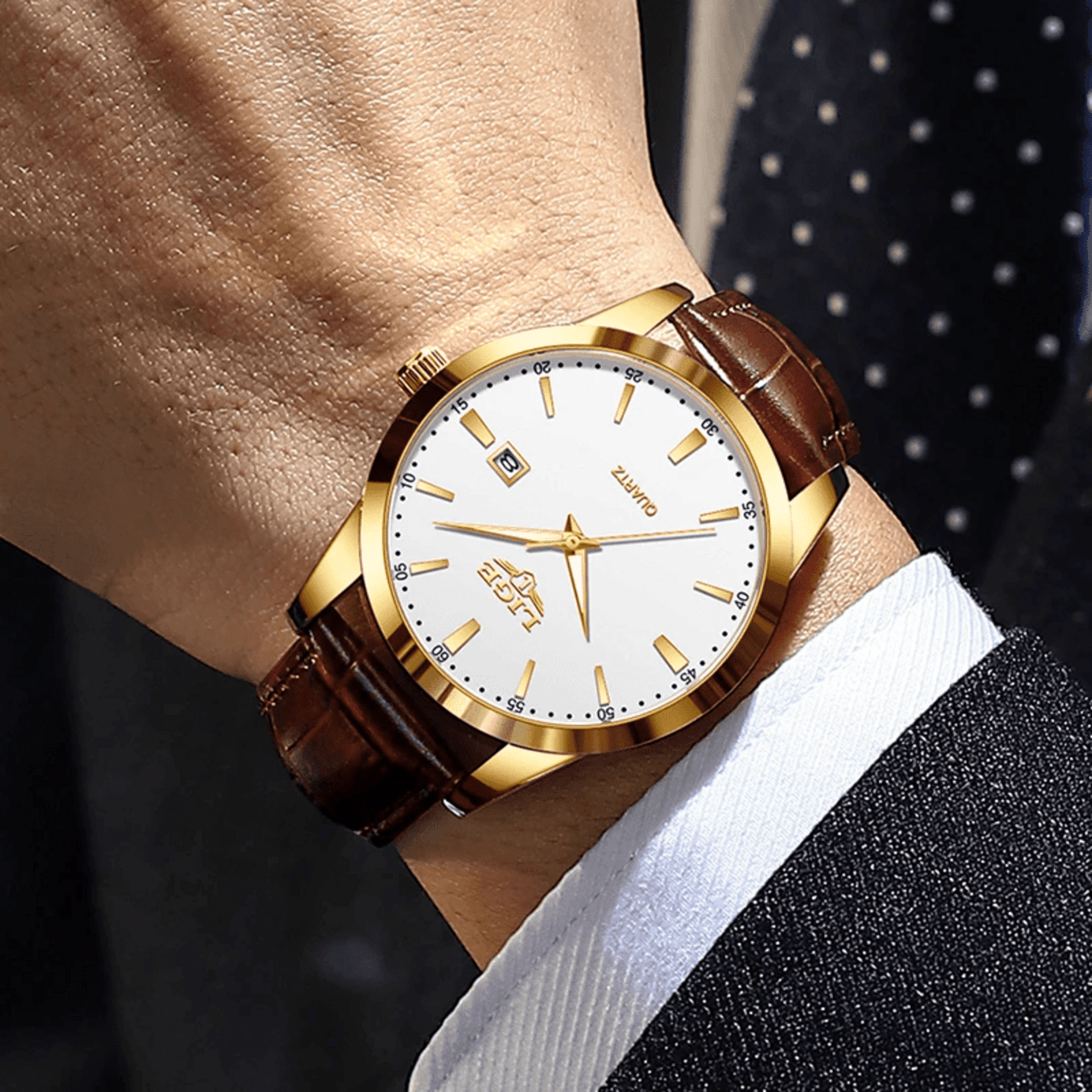 LIGE Reloj Elegante Gold White - 3